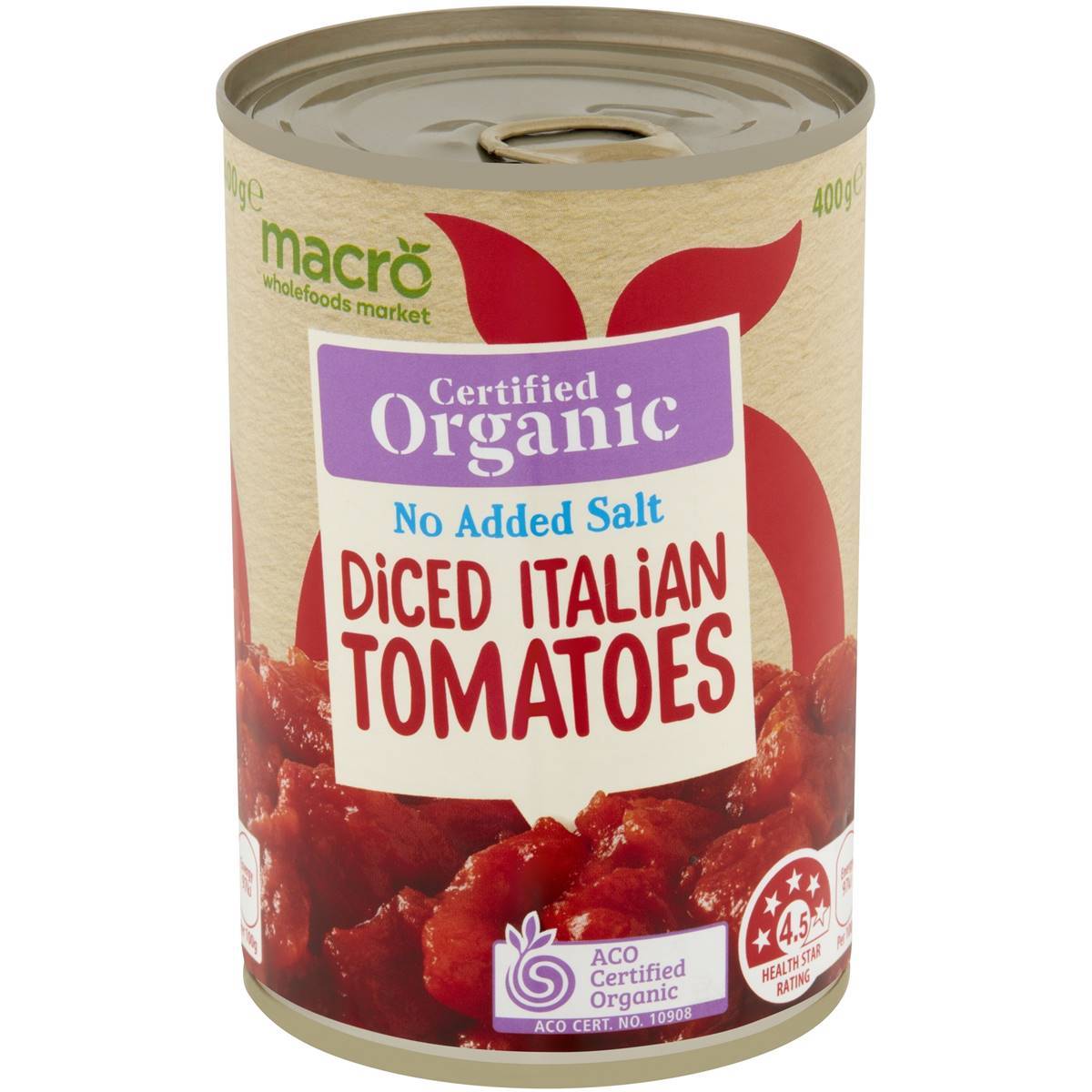 Macro Diced Italian Tomatoes No Added Salt 400g