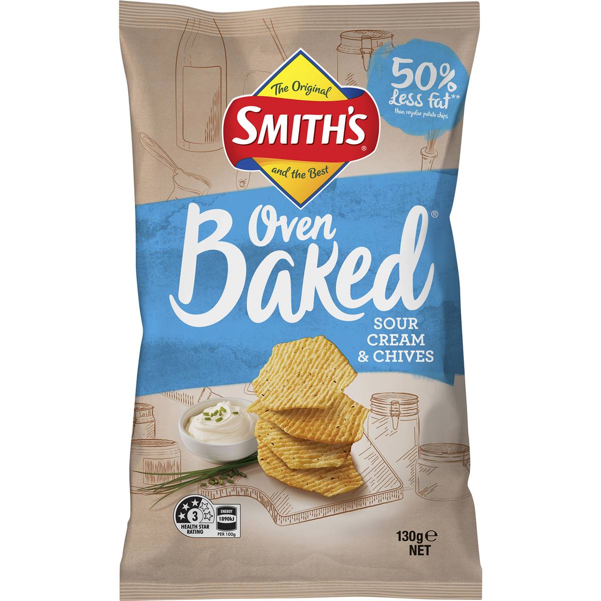 Smith's Oven Baked Sour Cream & Chives 130g
