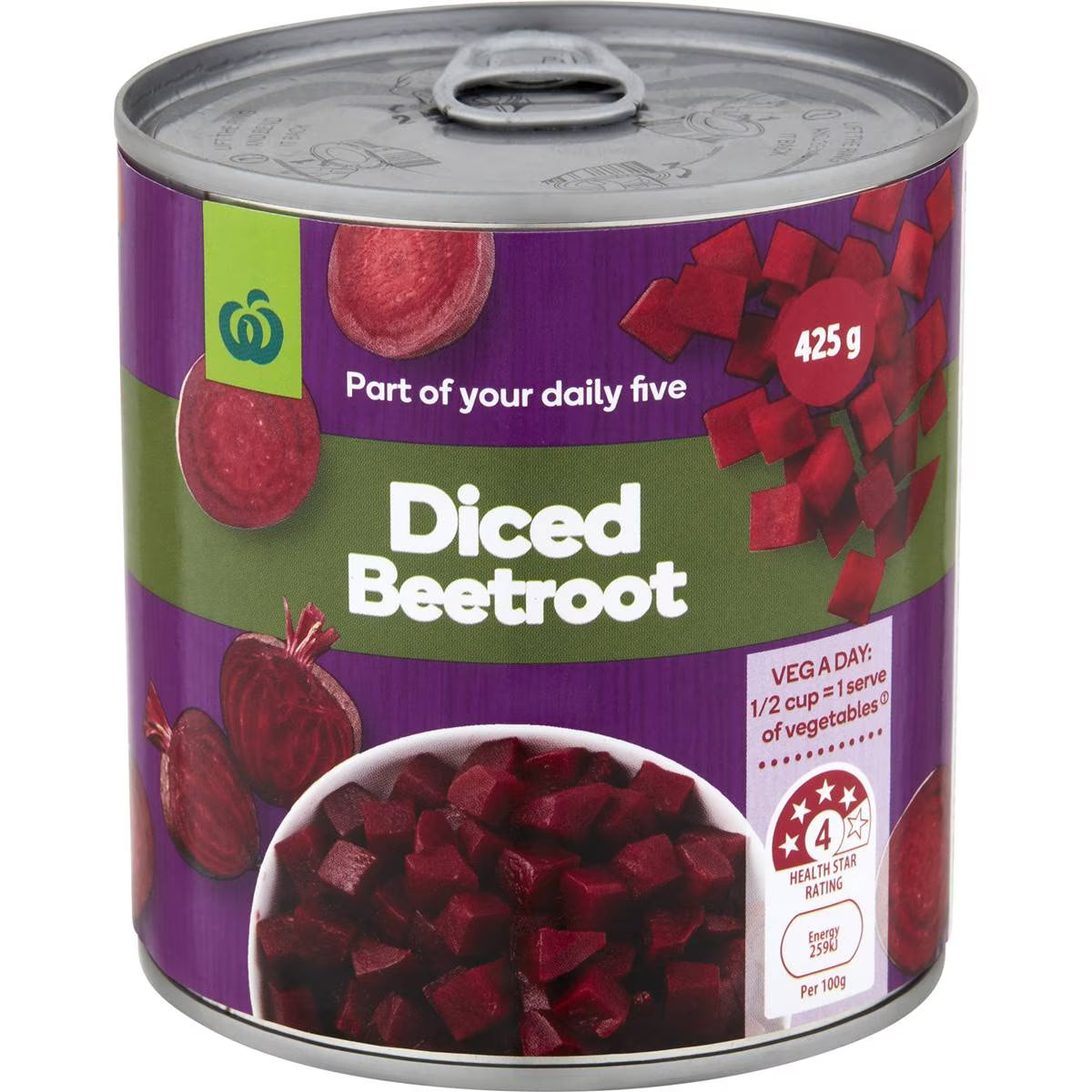 Woolworths Canned Diced Beetroot 425g