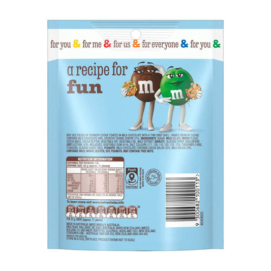 M&Ms Crunchy Cookie Milk Chocolate Snack Bag 120g