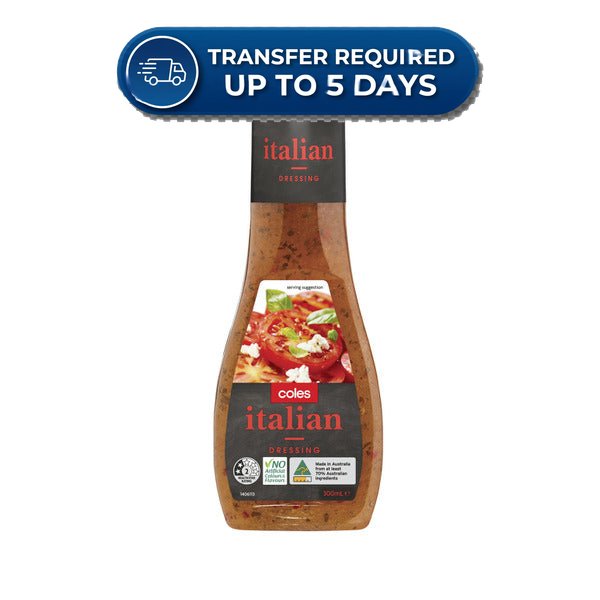 Approaching or Just Over Best Before Date – Coles Dressing Italian 300ml