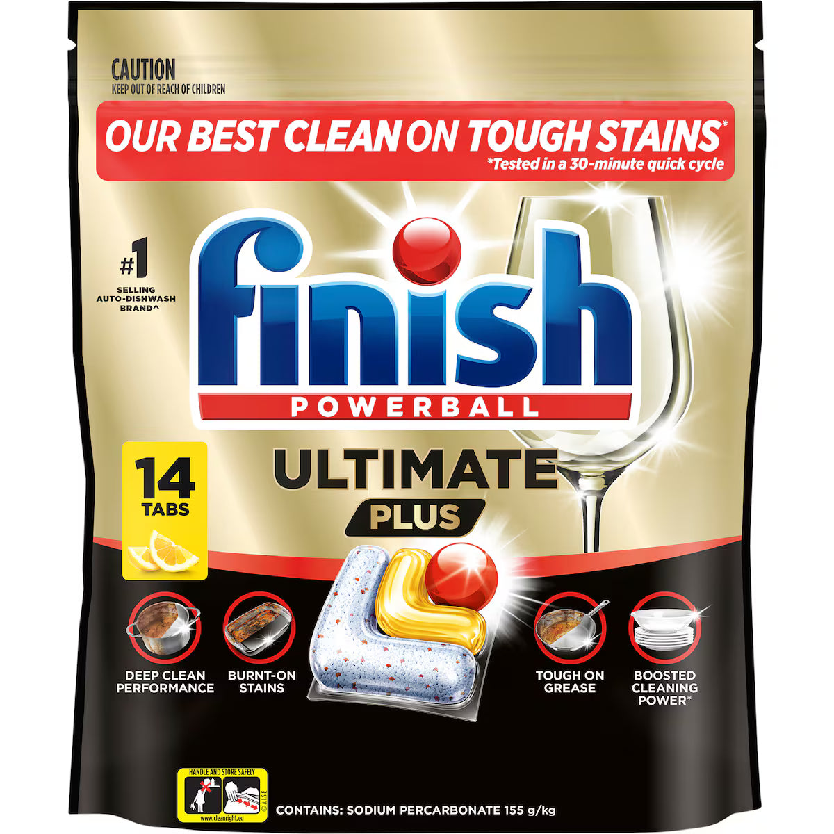 Finish Ultimate Plus Dishwashing Tablets Lemon 14 pack