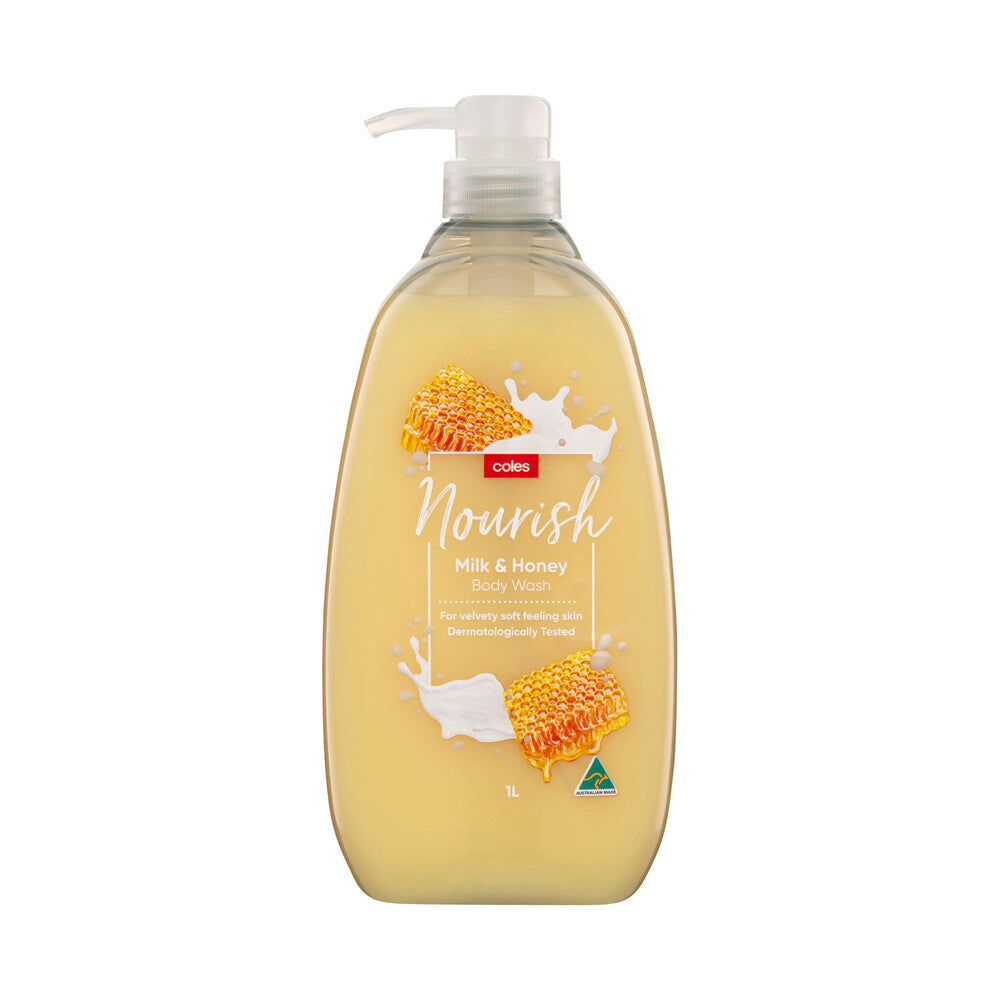 Coles Nourish Milk & Honey Body Wash 1L