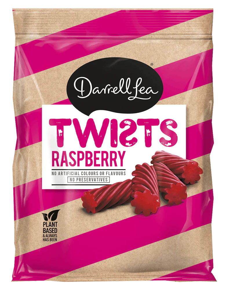 Darrell Lea Twists Raspberry 280g