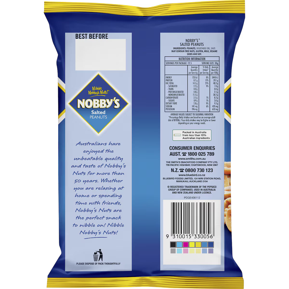 Austreats Special - Nobby's Pre-peeled Peanuts Party Bag Salted | 375g