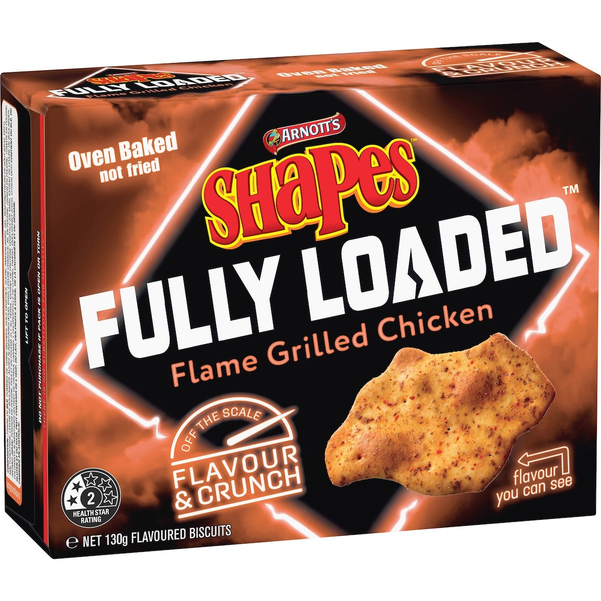 Arnotts Shapes Fully Loaded Flame Grilled Chicken Crackers 130g