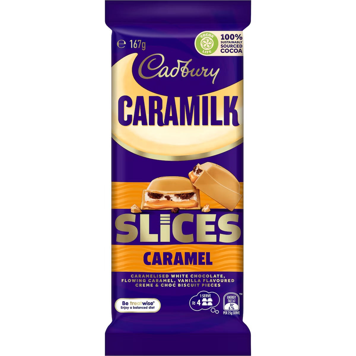 Cadbury Block Slices Caramel Caramilk 167g