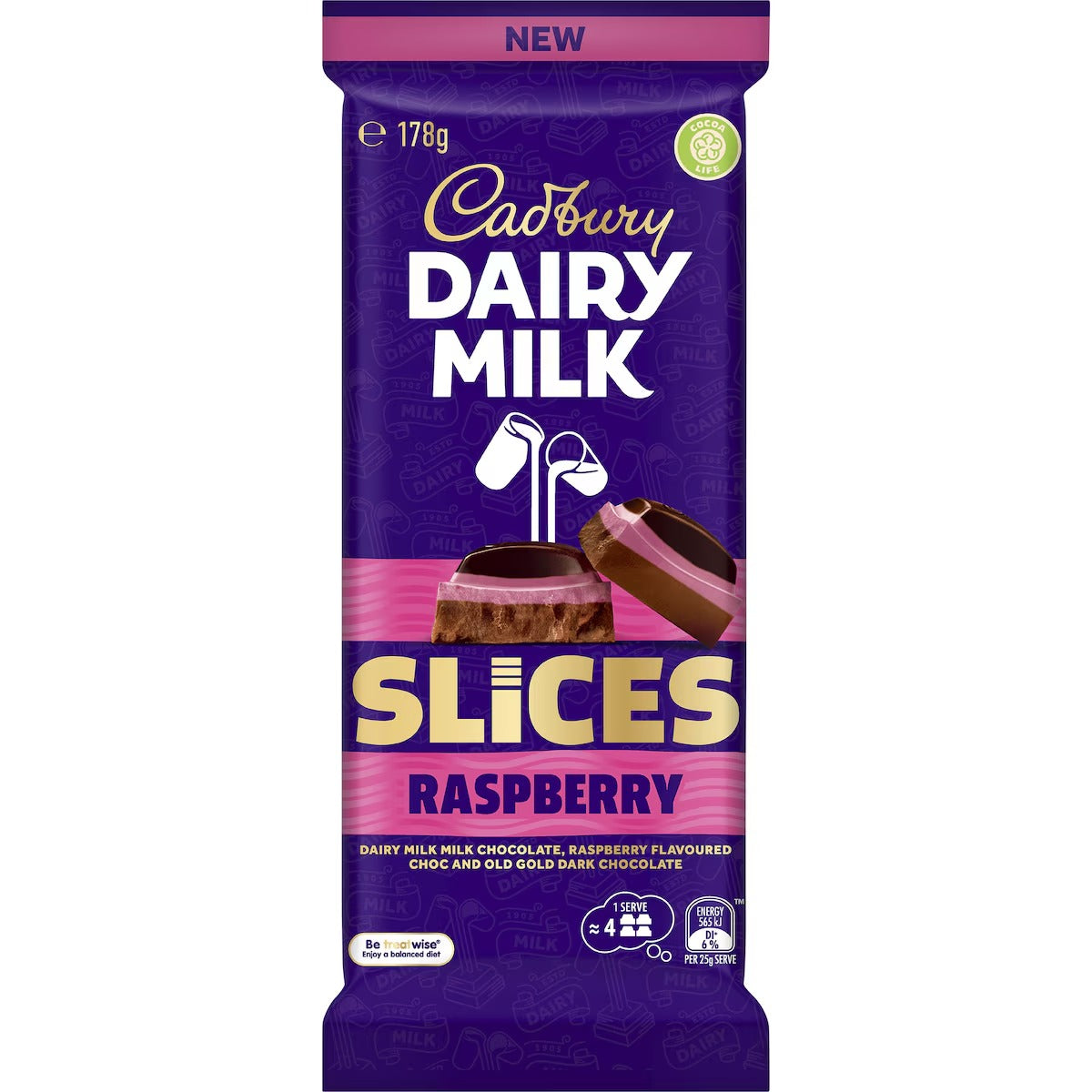 Cadbury Block Slices Raspberry 178g