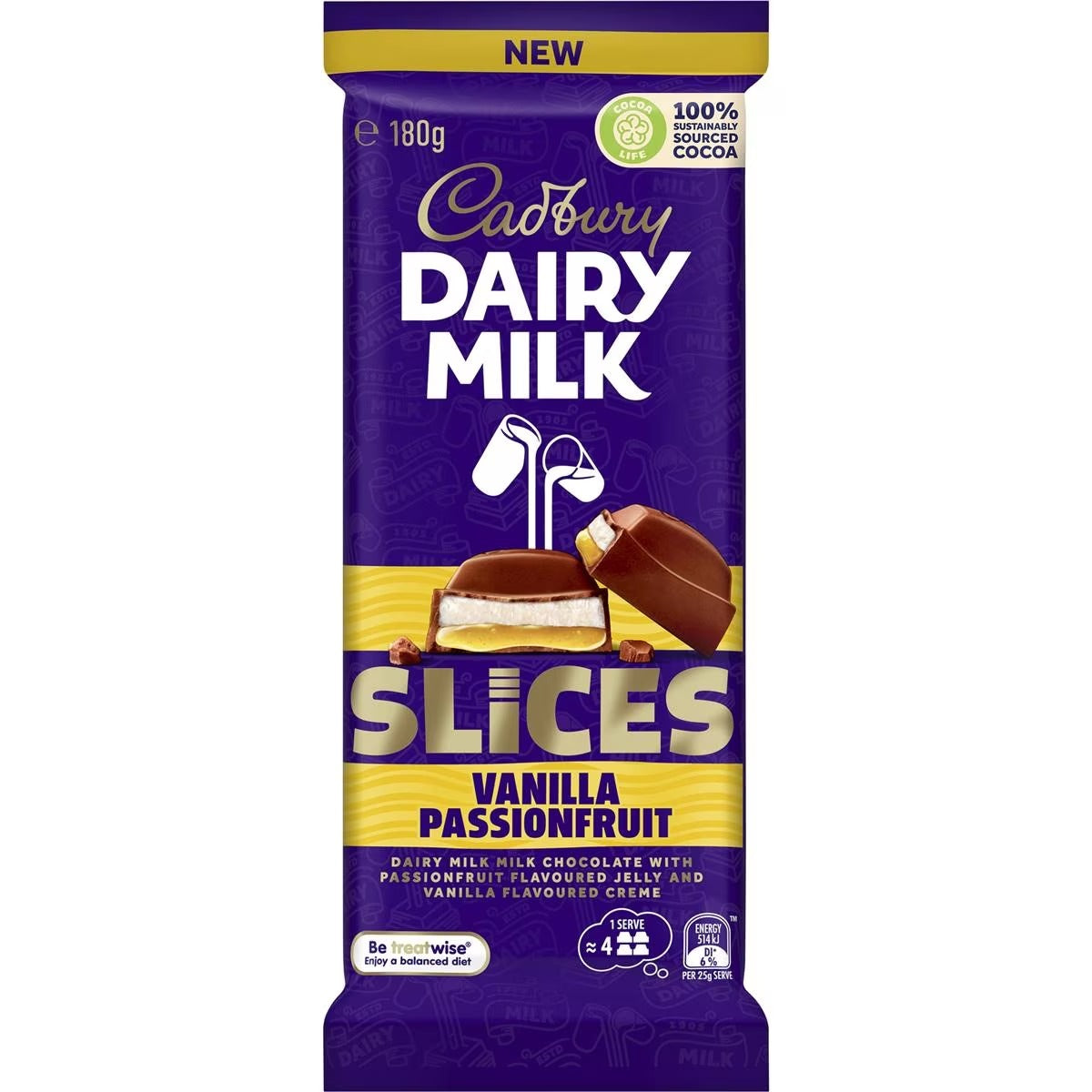 Cadbury Block Slices Vanilla Passionfruit 180g
