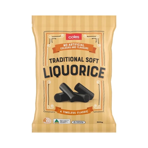 Coles Lollies Liquorice Traditional Soft 300g