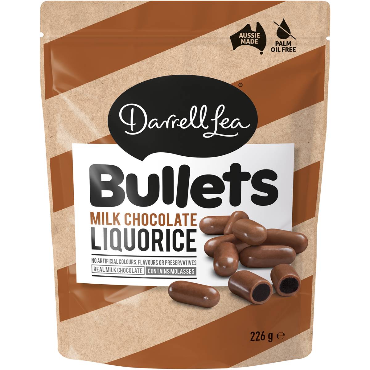 Austreats Special – Darrell Lea Bullets Milk Chocolate Liquorice 204g