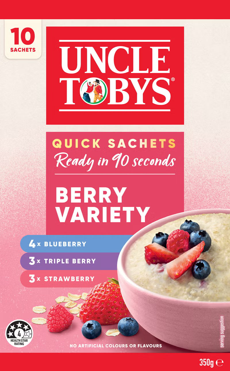 Uncle Tobys Oats Quick Sachets Berry Variety 350g