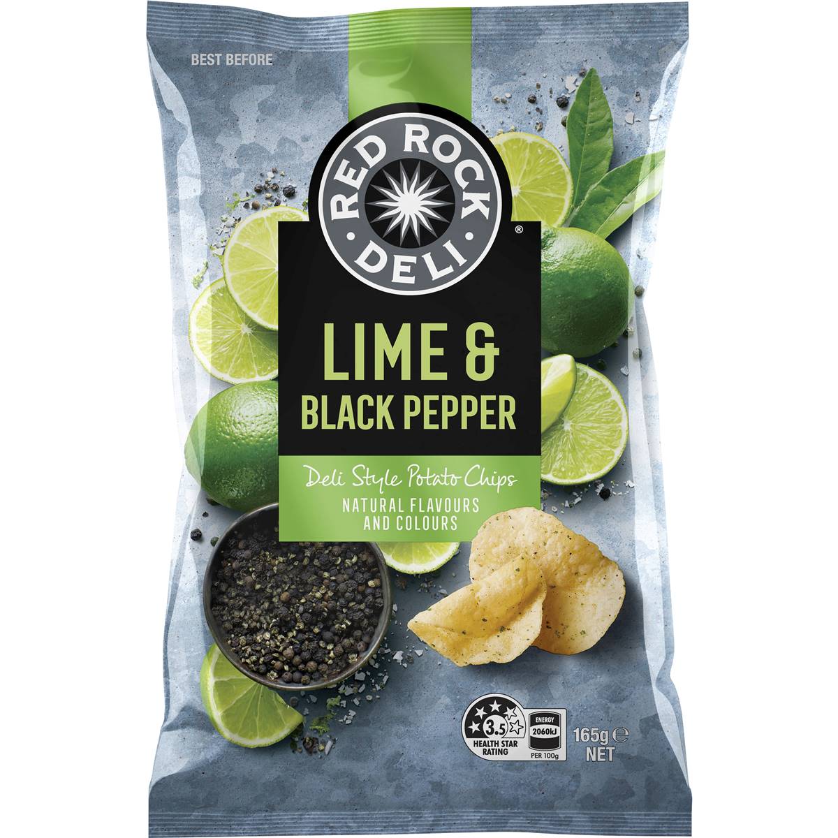 Red Rock Deli Chips Lime & Black Pepper 165g