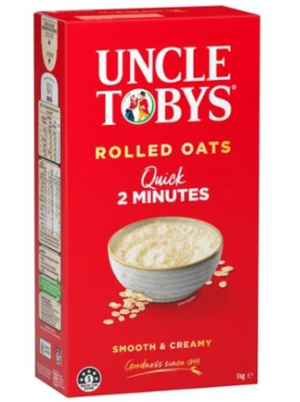 Uncle Tobys Rolled Oats Quick 2Minutes 1kg