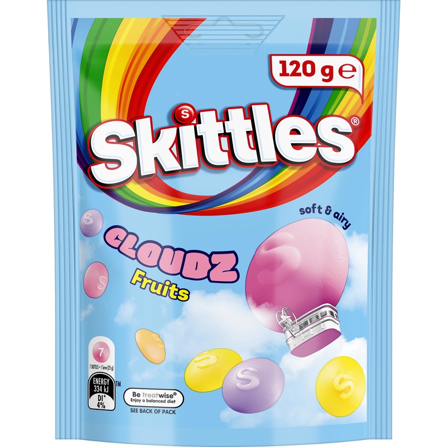 Skittles Cloudz Fruits Chewy Lollies 120g