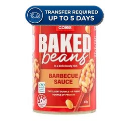 Coles Baked Beans In BBQ Sauce 425g -(Extended Dispatch)