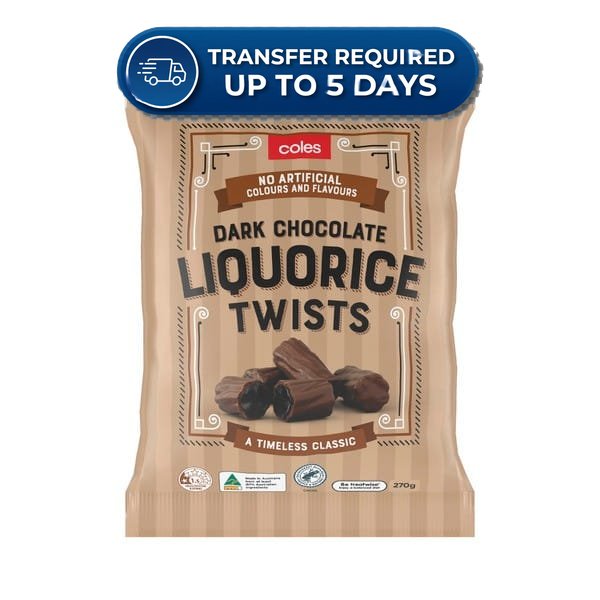 Coles Dark Chocolate Coated Liquorice 270g -(Extended Dispatch)