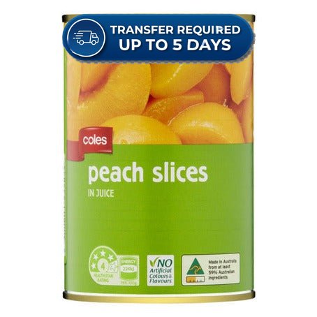 Coles Fruit Peach Slices in Juice 410g -(Extended Dispatch)