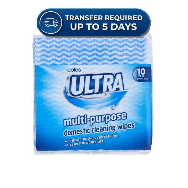 Coles Ultra Multi-Purpose Domestic Cleaning Wipes 10pk -(Extended Dispatch)