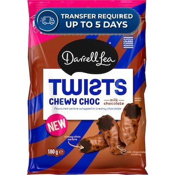 Darrell Lea Chewy Choc Twists Milk Chocolate 180g -(Extended Dispatch)