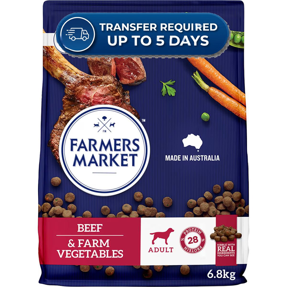 Farmers Market Adult Dry Dog Food Beef & Farm Vegetables 6.8kg -(Extended Dispatch)