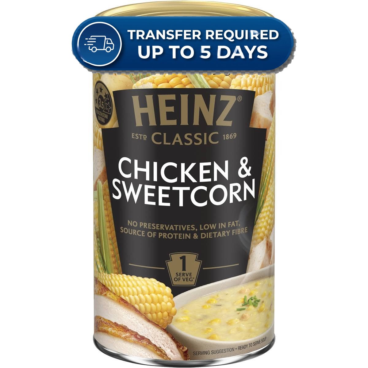 Heinz Classic Chicken & Sweet Corn Soup Can 535g -(Extended Dispatch)