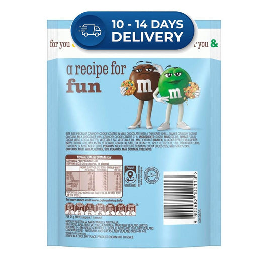 M&Ms Crunchy Cookie Milk Chocolate Snack Bag 120g -(Extended Dispatch)
