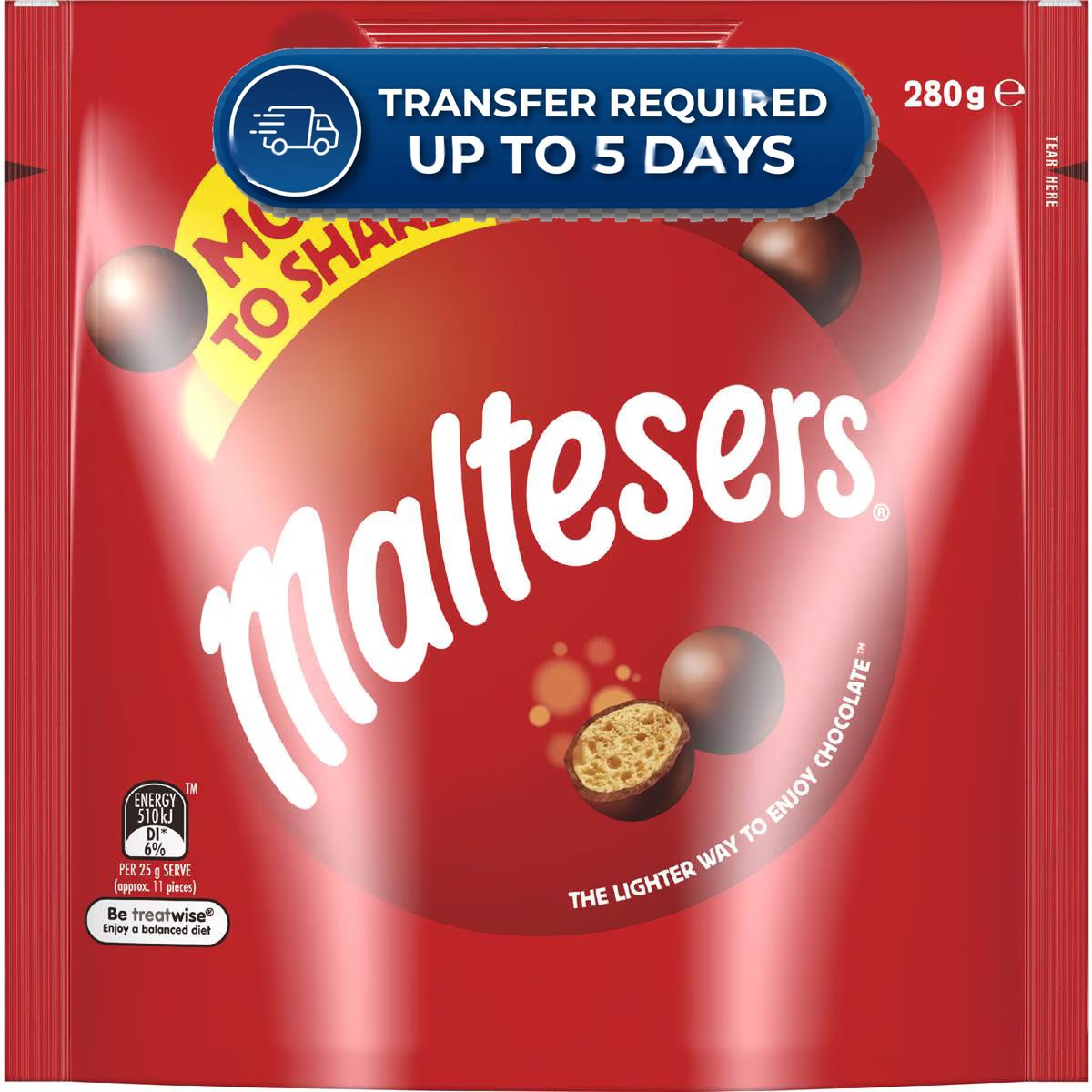 Maltesers Milk Chocolate Snack Party Bag 280g -(Extended Dispatch)