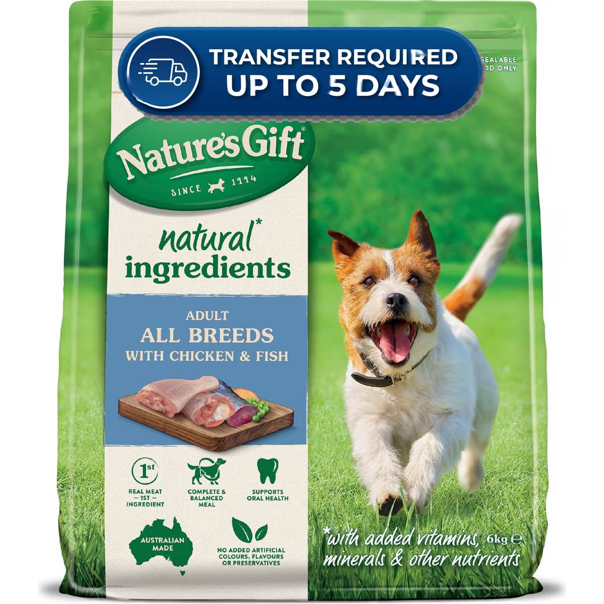 Nature's Gift Adult Dry Dog Food With Chicken & Fish 6kg -(Extended Dispatch)