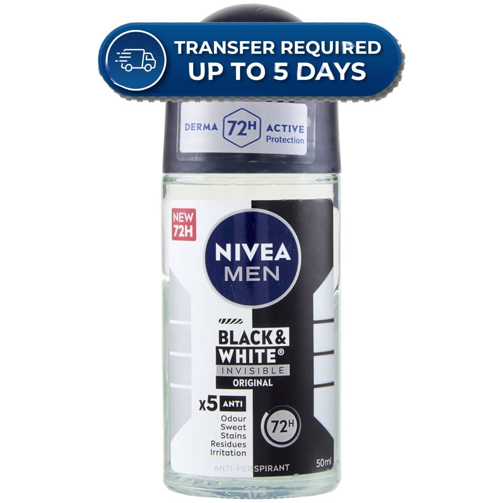 Nivea Deo Roll On Men Invisible Black And White| 50mL -(Extended Dispatch)