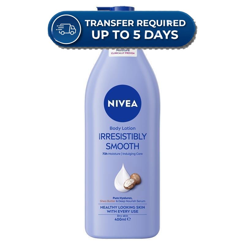 Nivea Irresistibly Smooth Body Lotion Moisturiser + Shea Butter 400mL -(Extended Dispatch)