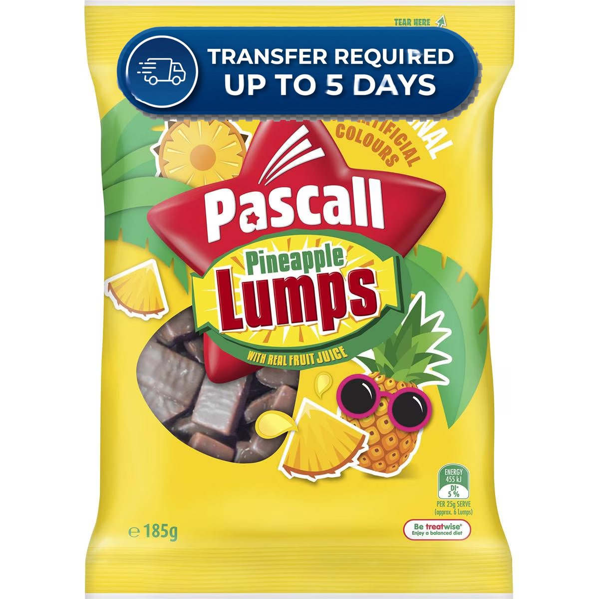 Pascall Pineapple Lumps Chocolate Lollies Snack & Share Bag 185g -(Extended Dispatch)