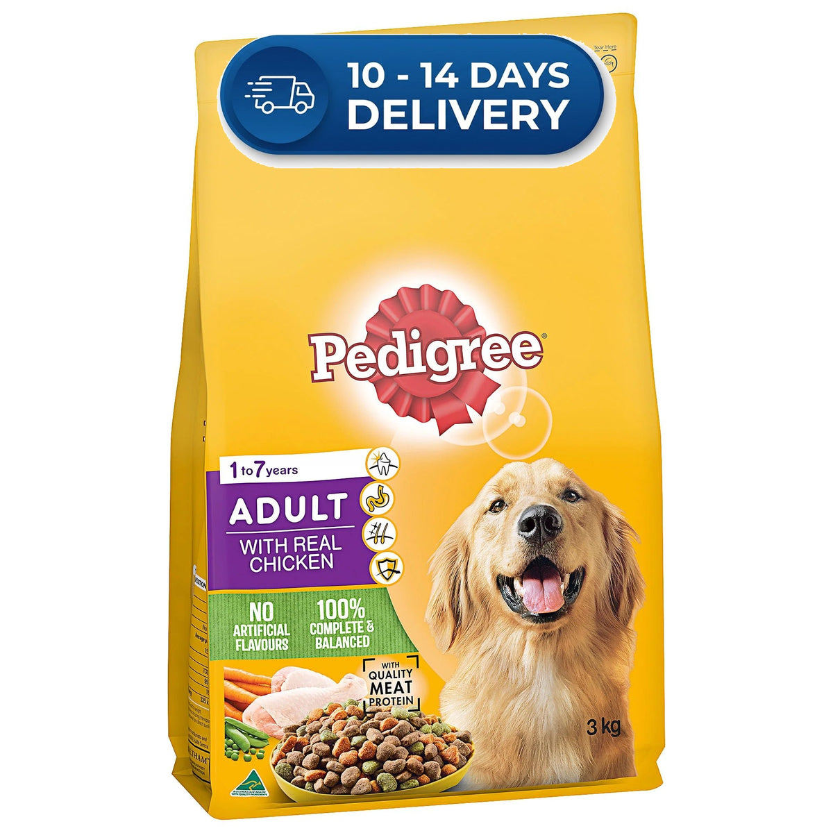 Pedigree Adult With Real Chicken Dry Dog Food 3kg -(Extended Dispatch)