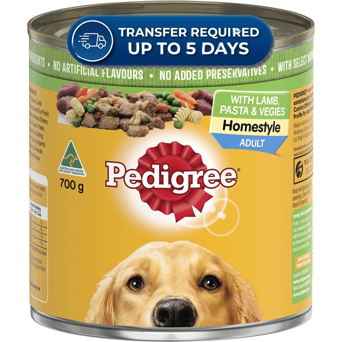 Pedigree Adult Wet Dog Food With Lamb Pasta & Vegies Homestyle Can 700g -(Extended Dispatch)