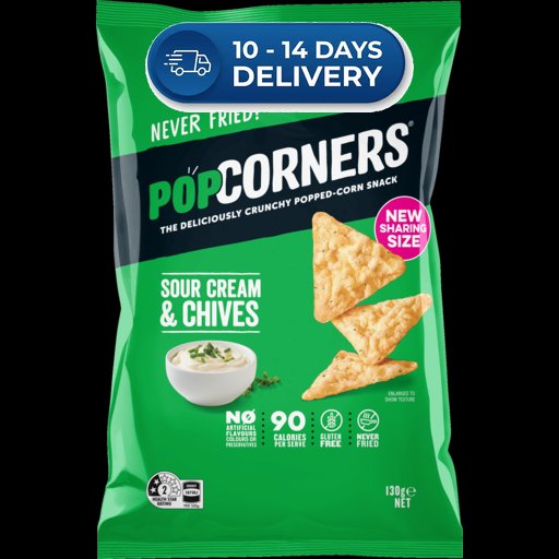 PopCorners Popcorn Chips Sour Cream & Chives 130g -(Extended Dispatch)