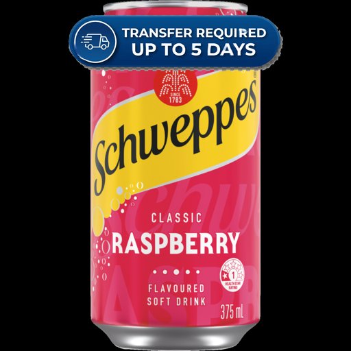 Schweppes Traditional Raspberry Soft Drink Can 375mL -(Extended Dispatch)