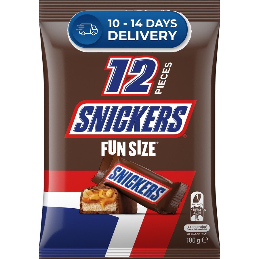 Snickers Milk Chocolate Fun Size Snack & Share Bag 180g -(Extended Dispatch)