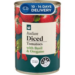 Woolworths Diced Italian Tomatoes Basil & Oregano 400g -(Extended Dispatch)