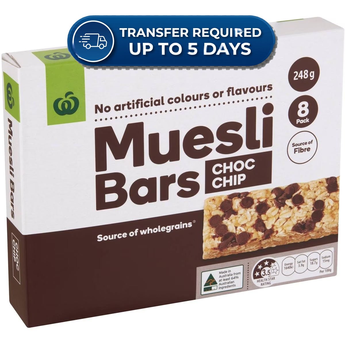 Woolworths Muesli Bars Choc Chip (8pk) 248g -(Extended Dispatch)