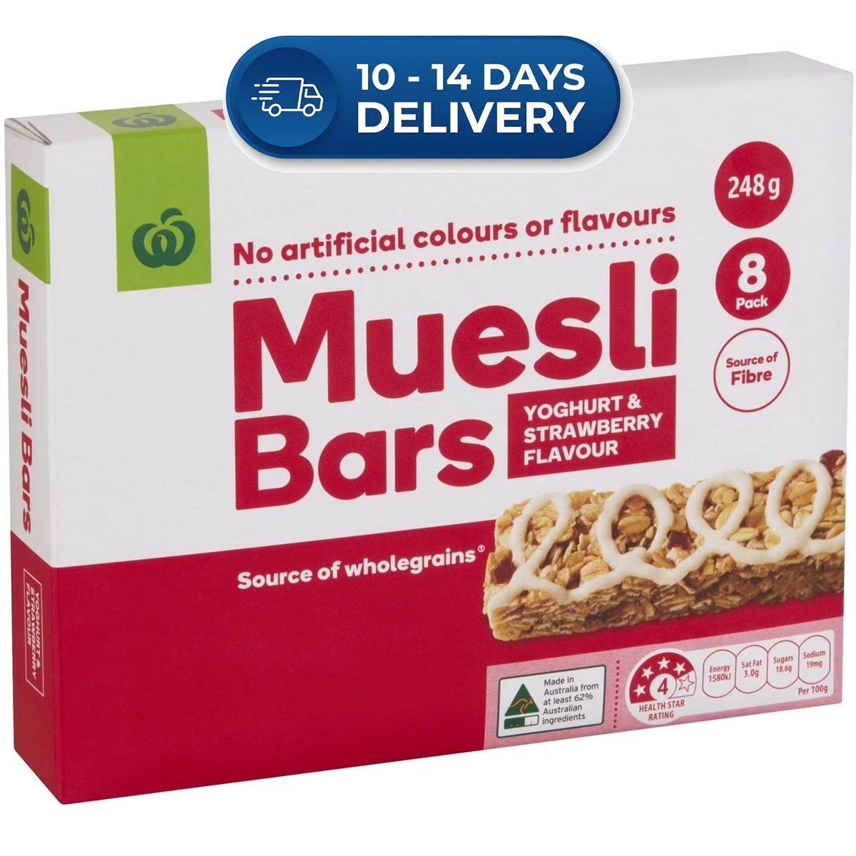 Woolworths Muesli Bars Yoghurt & Strawberry (8pk) 248g -(Extended Dispatch)