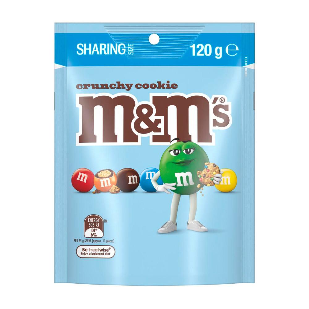 M&Ms Crunchy Cookie Milk Chocolate Snack Bag 120g