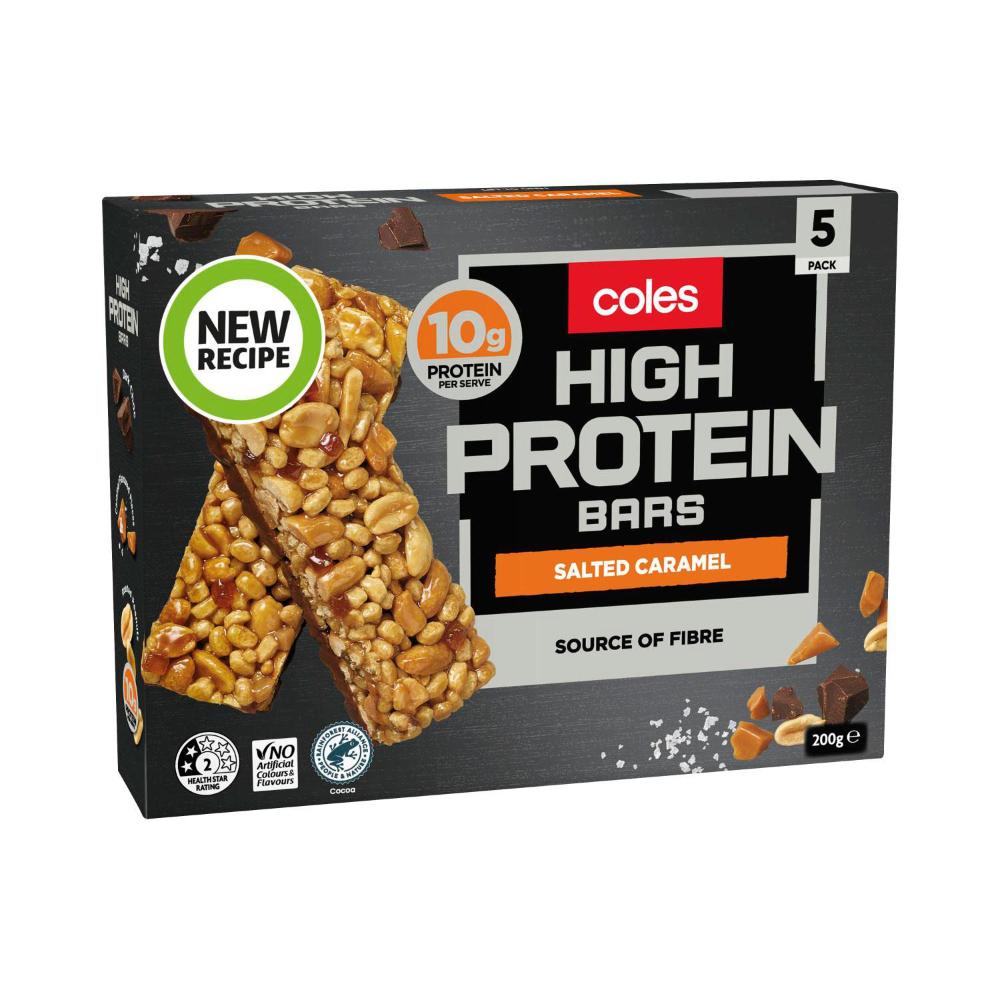Coles Protein Bar Salted Caramel 5 Pack 200g