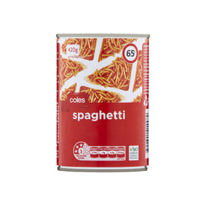 Coles Simply Spaghetti In Tomato Sauce 410g
