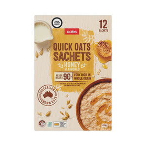 Coles Quick Oats Sachets Honey (12pk) 420g