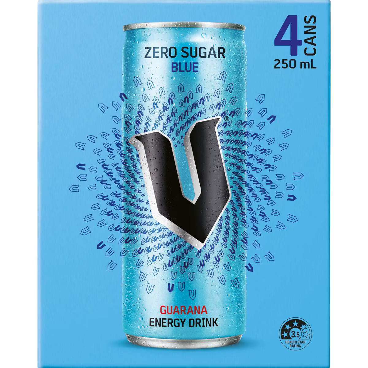 V Energy Sugarfree Blue Guarana Energy Drink 250mL
