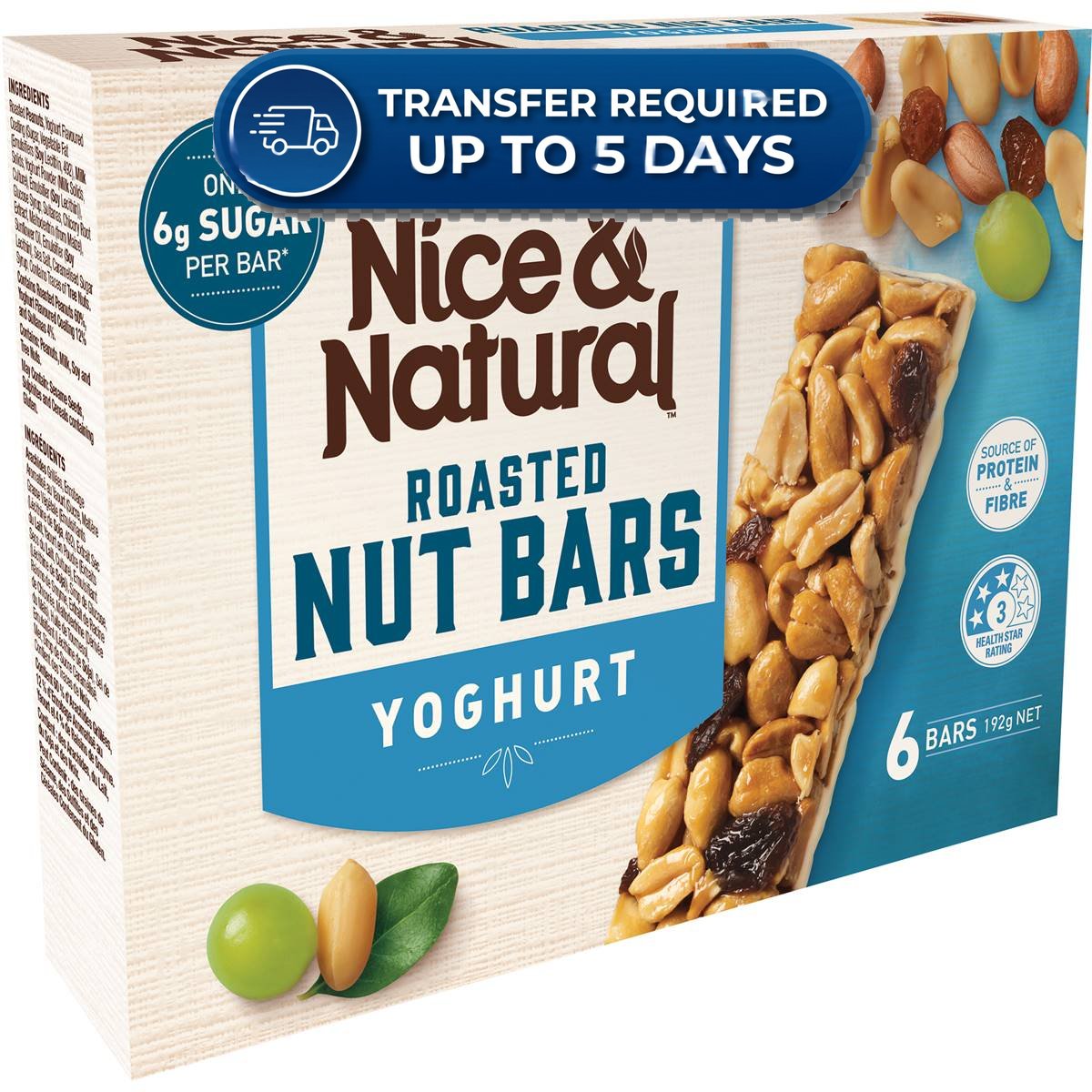 Approaching or Just Over Best Before Date – Nice & Natural Nut Bars Yoghurt (6pk) 192g