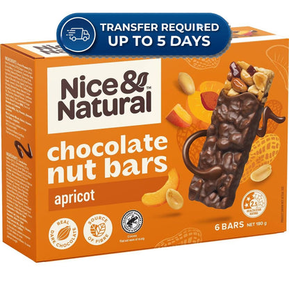Approaching or Just Over Best Before Date – Nice & Natural Nut Bars Apricot with Dark Choc Multipack Snacks 6 Pack 180g