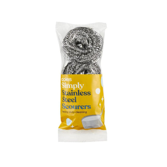 Coles Simply Stainless Steel Scourers | 3 pack
