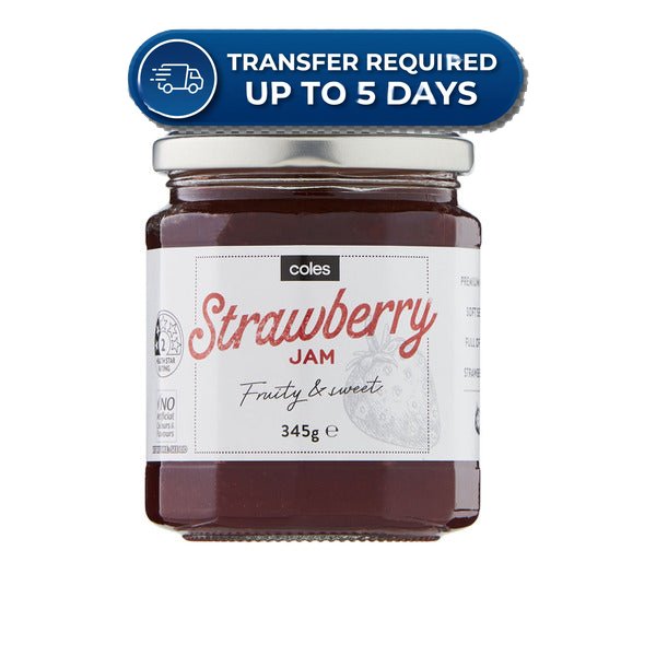 Approaching or Just Over Best Before Date – Coles Jam Premium Strawberry 345g