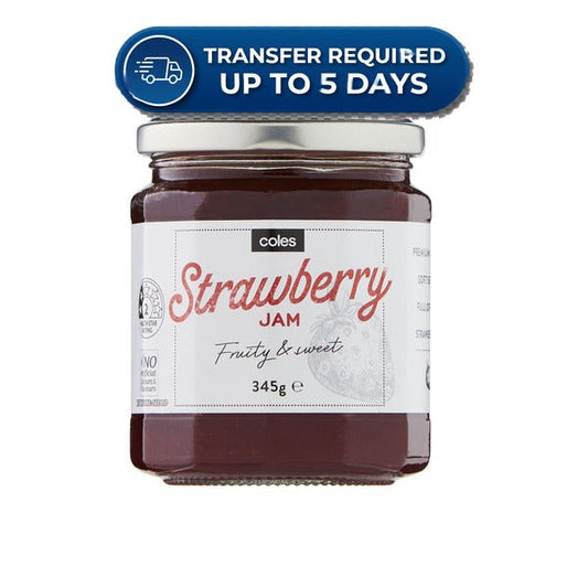 Approaching or Just Over Best Before Date – Coles Jam Premium Strawberry 345g